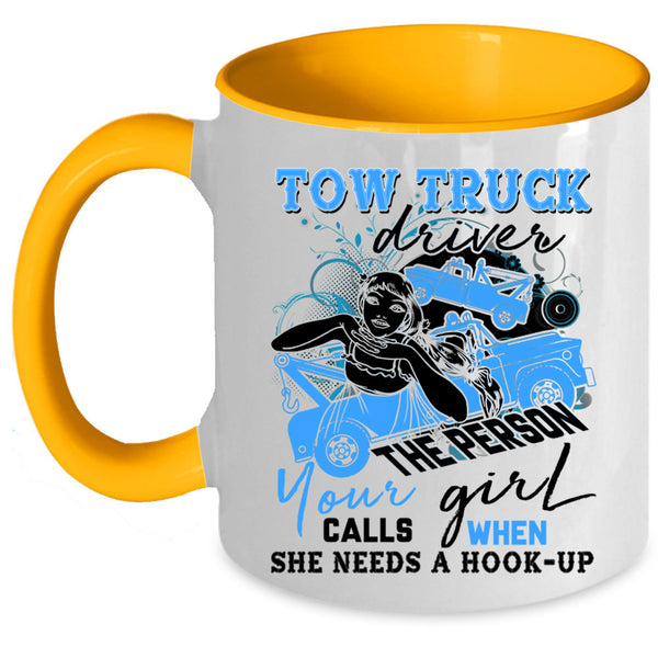 Cute Gift For Trucker Coffee Mug, Tow Truck Driver Accent Mug