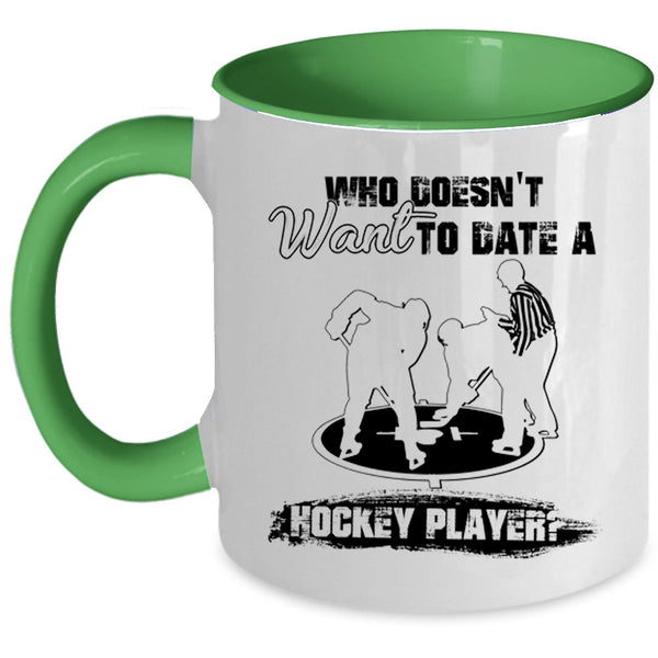 Cool Couple Coffee Mug, Date A Hockey Player Accent Mug