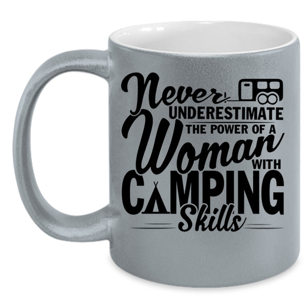 Outdoor Coffee Mug, The Power Of A Woman With Camping Skills Accent Mug