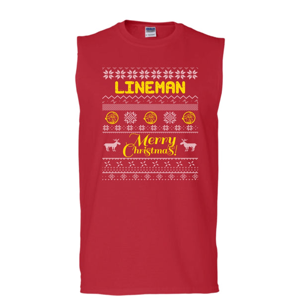 Lineman Merry Christmas T Shirt, Coolest Lineman T Shirt, Cool T Shirt (Men's Cotton Sleeveless)
