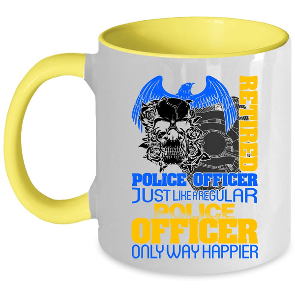 Happy Police Officer Coffee Mug, Retired Police Officer Accent Mug