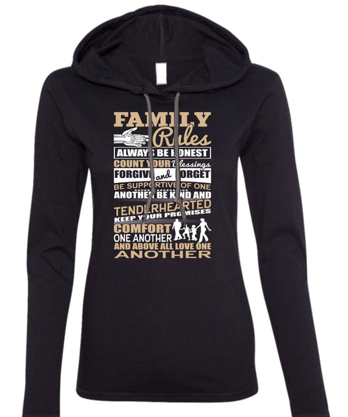 Family Rules T Shirt, Forgive And Forget T Shirt (Anvil Ladies Ringspun Hooded)