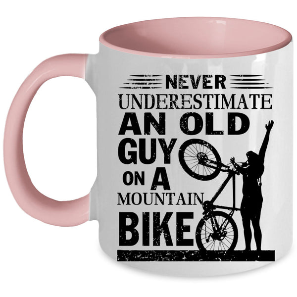 Bike Grandpas Coffee Mug, An Old Guy On A Mountain Bike Accent Mug
