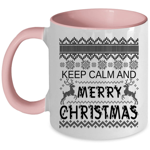 Cute Christmas Coffee Mug, Keep Calm And Merry Christmas Accent Mug