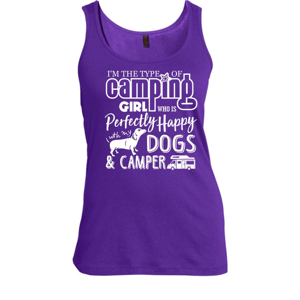 I'm The Type Of Camping Girl T Shirt, Happy With My Dogs & Camper T Shirt, Cool T Shirt