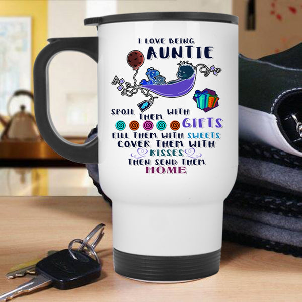 Cute Gift For Auntie Travel Mug, I Love Being Auntie Mug