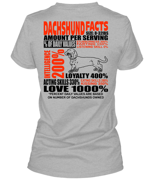Dachshund Facts T Shirt, I Love Dachshund T Shirt