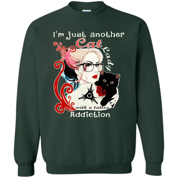 Cat Lady With A Tattoo Addiction T Shirt, Coolest Cat Lady Sweatshirt