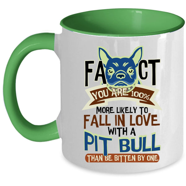 Cute Pit Bull Lovers Coffee Mug, Fall In Love With A Pit Bull Accent Mug