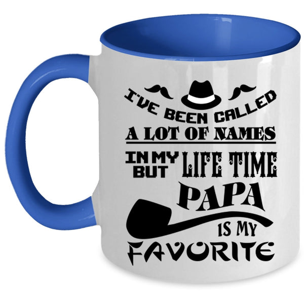 Funny Gift For Papa Coffee Mug, Papa Is My Favorite Name Accent Mug