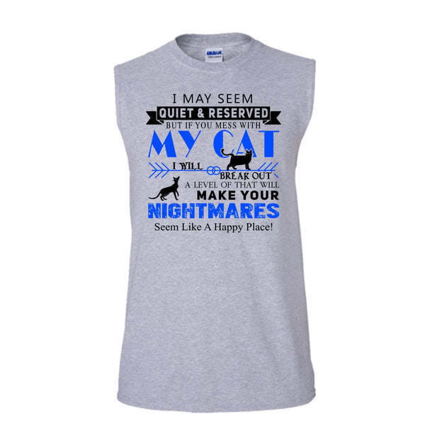 Mess With My Cat Shirt, Make Your Nightmares Shirt (Men's Cotton Sleeveless)