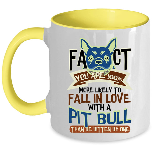 Cute Pit Bull Lovers Coffee Mug, Fall In Love With A Pit Bull Accent Mug
