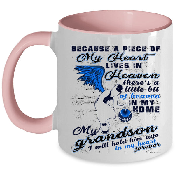 My Grandson Coffee Mug, A Piece Of My Heart Lives In Heaven Accent Mug