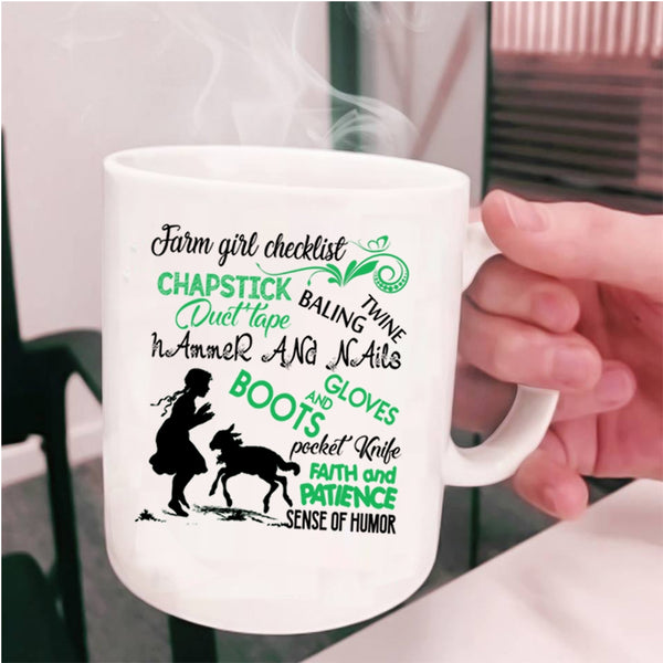 Beautiful Girls Coffee Mug, Farm Girl Checklist Cup
