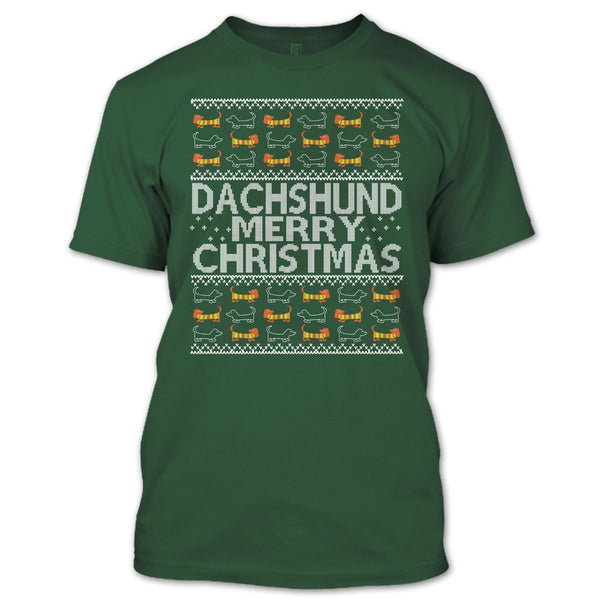 Dachshund Merry Christmas T Shirt, Coolest Dachshund T Shirt