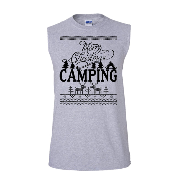 Merry Christmas Camping T Shirt, Gift For Camper Tank Top (Men's Cotton Sleeveless)