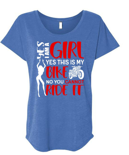 I Am A Girl T Shirt, This Is My Bike T Shirt, Cool Shirt (Ladies' Triblend Dolman Sleeve)