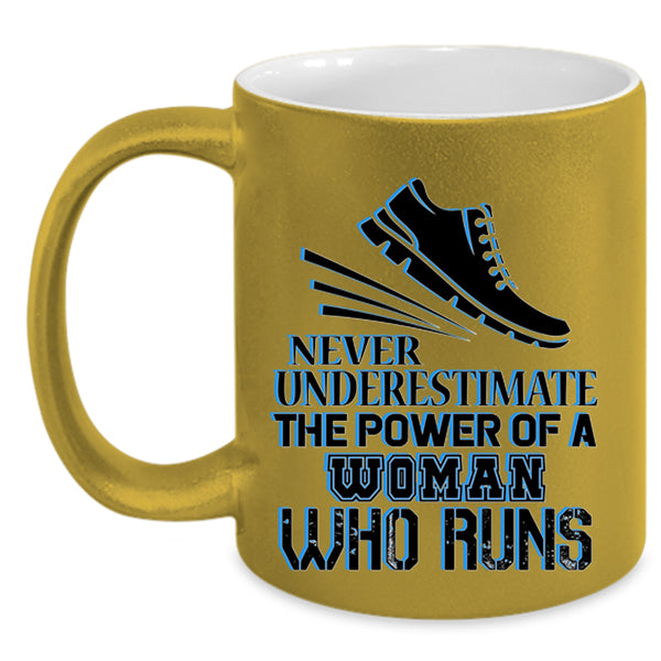 Cool Lady Coffee Mug, The Power Of A Woman Who Runs Accent Mug
