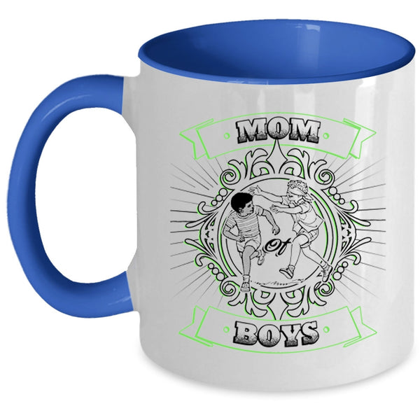Mother And Sons Coffee Mug, Mom Of Boys Accent Mug