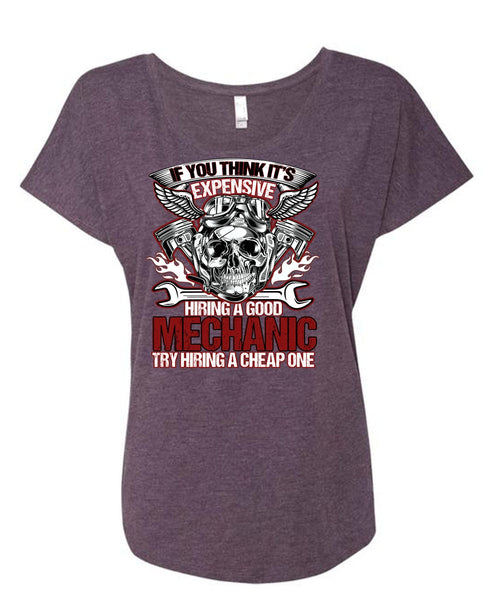 Hiring A Good Mechanic T Shirt, I Love Mechanic T Shirt, Cool Shirt (Ladies' Triblend Dolman Sleeve)