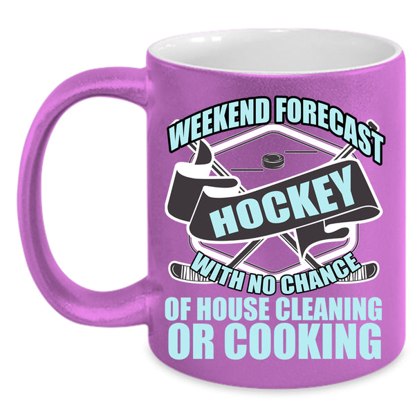 Weekend Forecast Hockey Coffee Mug, Cool Sporty Coffee Cup