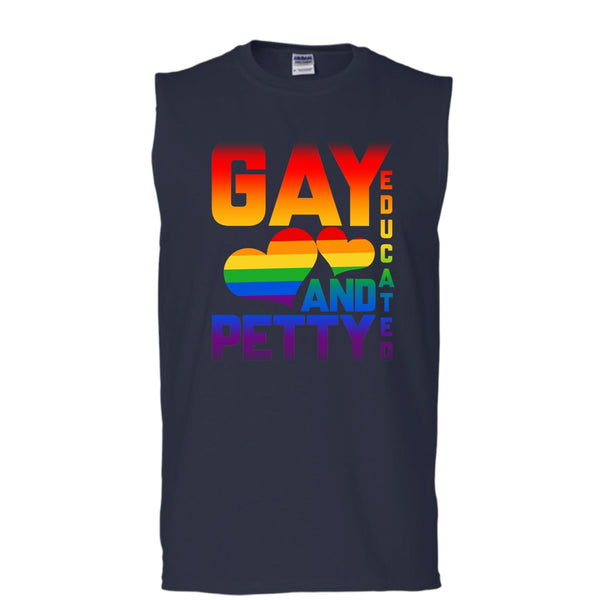 I Am A Gay T Shirt, Gay Educated And Petty Tank Top (Men's Cotton Sleeveless)