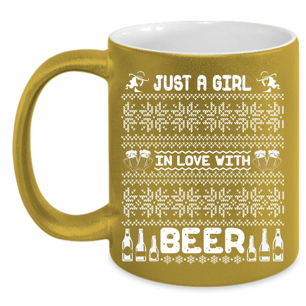 Just A Girl In Love With Beer Coffee Mug, Cute Girls Coffee Cup