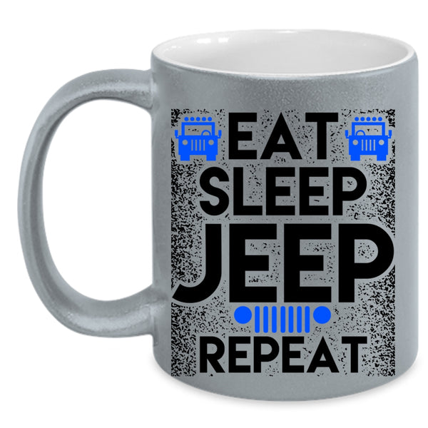 Awesome Jeep Coffee Mug, Eat Sleep Jeep Repeat Accent Mug