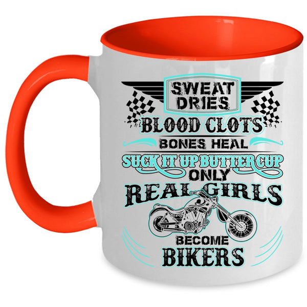 Awesome Girls Coffee Mug, Only Real Girls Become Bikers Accent Mug
