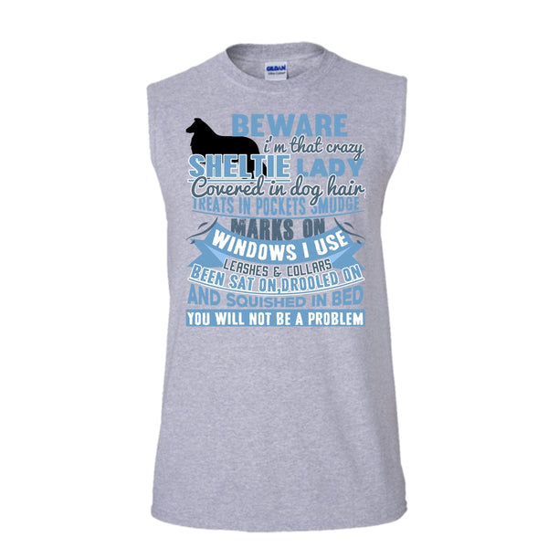 I'm That Crazy Sheltie Lady T Shirt, I Am A Dog Lover T Shirt, Awesome t-shirts (Men's Cotton Sleeveless)