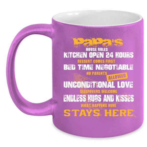 Papa's House Rules Cup, Cool Papa Mug, Gift For Father's Day Cup