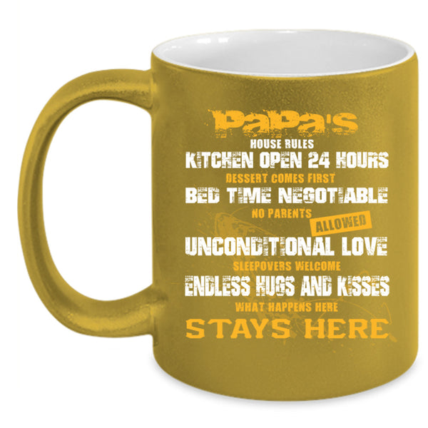 Papa's House Rules Cup, Cool Papa Mug, Gift For Father's Day Cup