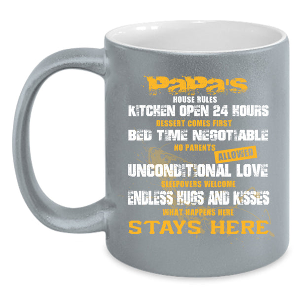Papa's House Rules Cup, Cool Papa Mug, Gift For Father's Day Cup