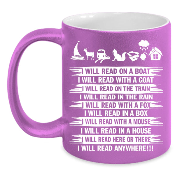 I Will Read On A Boat Coffee Mug, I Will Read Anywhere Coffee Cup