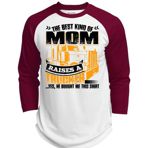 Mom Raises A Trucker T Shirt, I Love Trucking T Shirt, Awesome T-Shirts  (Polyester Game Baseball Jersey)