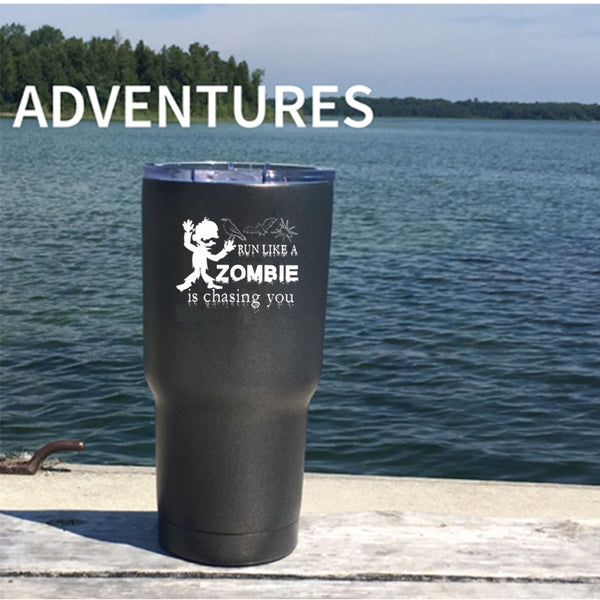 Run Like A Zombie Is Chasing You Tumbler 30 oz Stainless Steel, Funny Halloween Travel Mug