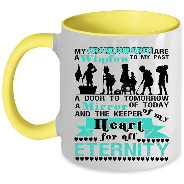 Cute Coffee Mug, My Grandchildren Are A Window To My Past Accent Mug