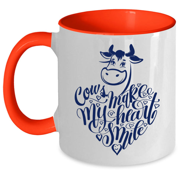I Love Cows Coffee Mug, Cows Make My Heart Smile Accent Mug