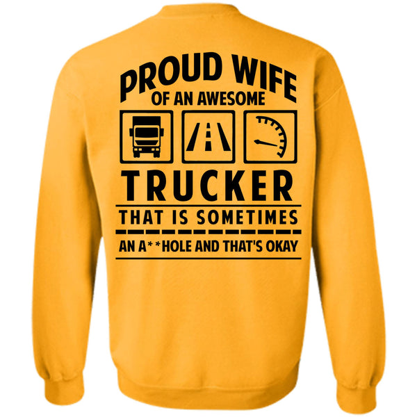 I Love Trucker T Shirt, Proud Wife Of An Awesome Trucker Sweatshirt