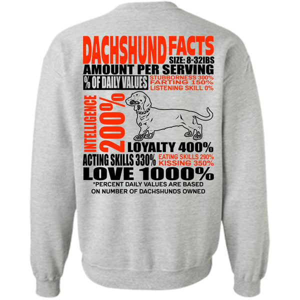 I Love Dachshund T Shirt, Dachshund Facts Sweatshirt