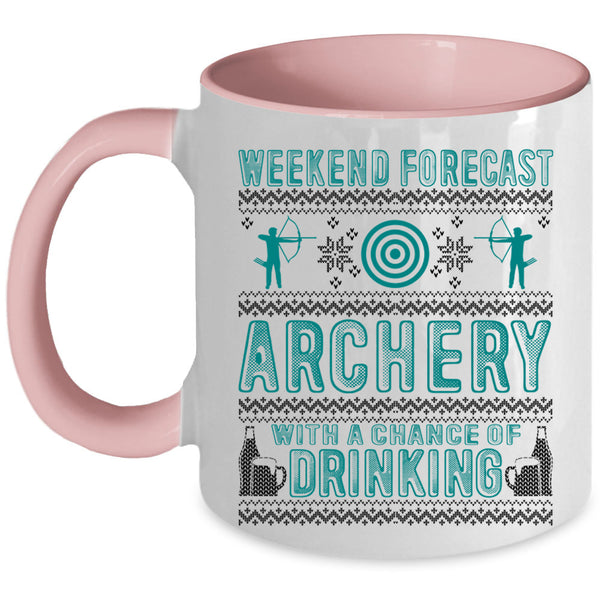 Chance Of Drinking Coffee Mug, Weekend Forecast Archery Accent Mug