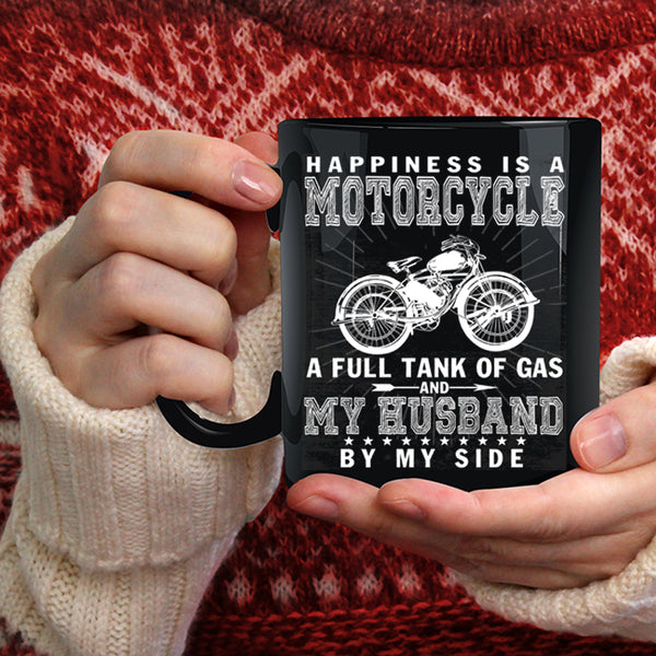 Happiness Is A Motorcycle Coffee Mug, My Husband By My Side Coffee Cup