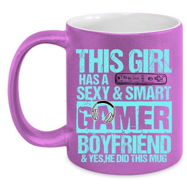Pretty Girls Coffee Mug, This Girl Has A Smart Gamer Boyfriend Accent Mug