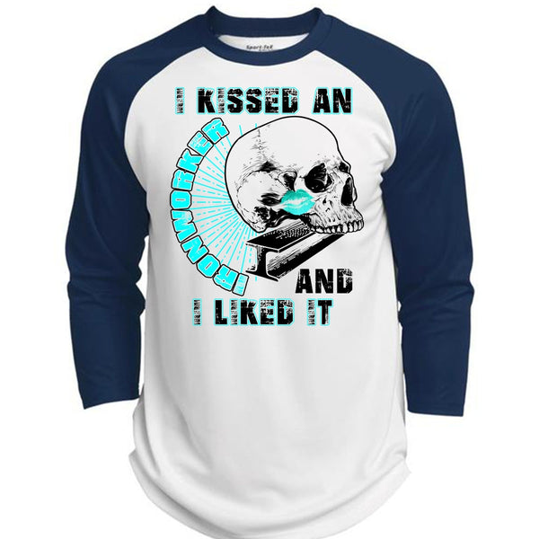 I Kissed An Ironworker T Shirt, I Love  Ironworker T Shirt, Awesome T-Shirts  (Polyester Game Baseball Jersey)