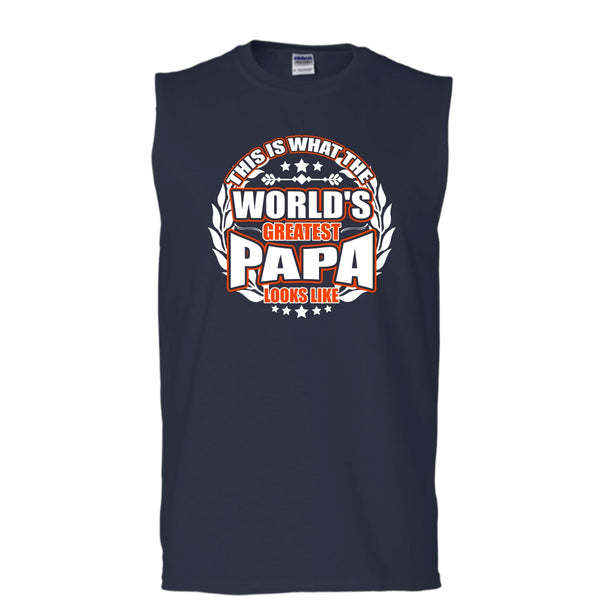 Worlds Greatest Papa T Shirt, Greatest Papa Look Like Tank Top (Men's Cotton Sleeveless)