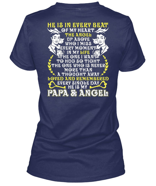 He Is In Every Beat Of My Heart T Shirt, Papa And Angel T Shirt