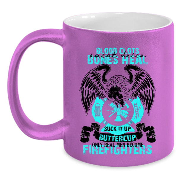 Gift For Dad Coffee Mug, Only Real Men Become Firefighters Accent Mug