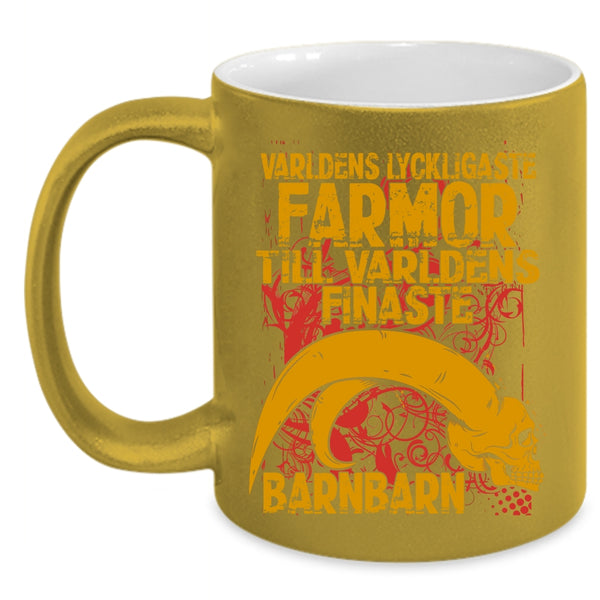 Varldens Lyckligaste Farmor Coffee Mug, Cool Grandmas Coffee Cup