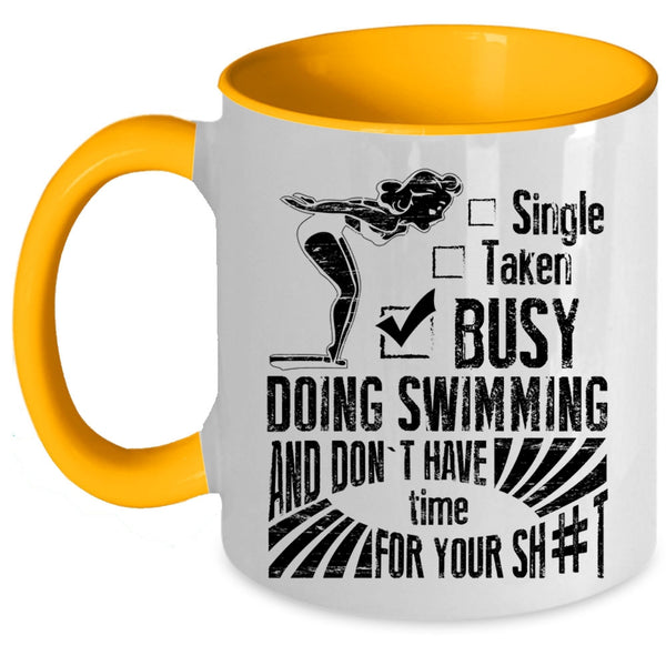 Busy Doing Swimming Coffee Mug, Relationship Status Accent Mug