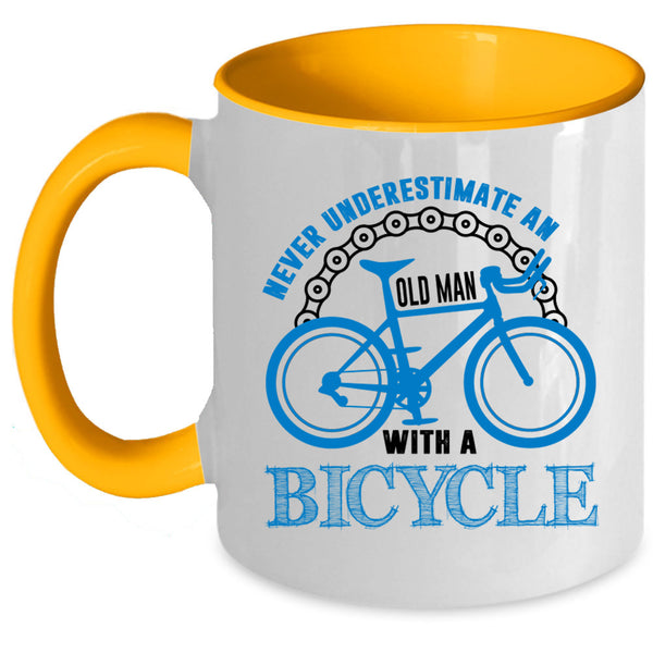 Cool Grandpas Coffee Mug, An Old Man With A Bicycle Accent Mug